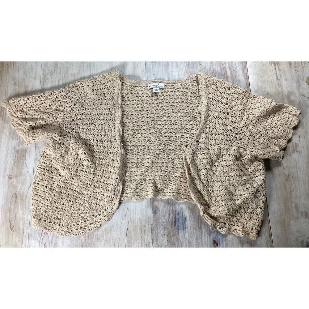 Vintage extra large women's short sleeve crochet cardigan grandmacore